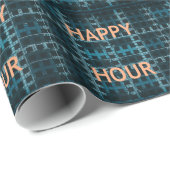 Happy Hour Tekst Blauwe Vector Art Print Cadeaupapier (Rol Hoek)
