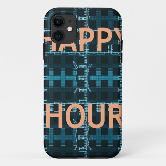 Happy Hour Tekst Blauwe Vector Art Print Case-Mate iPhone Case (Achterkant)