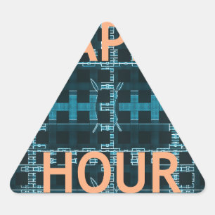 Happy Hour Tekst Blauwe Vector Art Print Driehoek Sticker