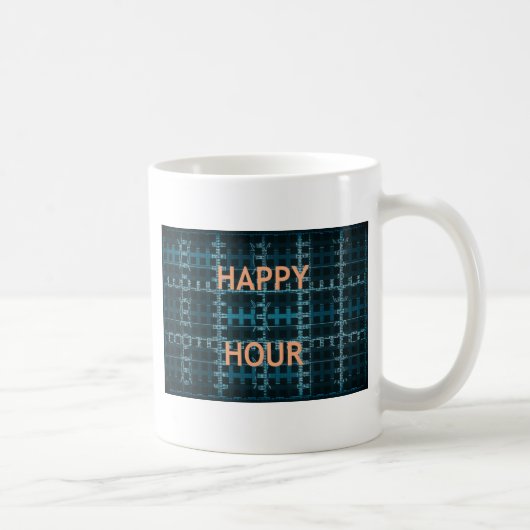 Happy Hour Tekst Blauwe Vector Art Print Koffiemok (Rechts)