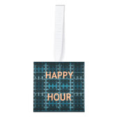 Happy Hour Tekst Blauwe Vector Art Print Ornament (Voorkant)