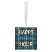Happy Hour Tekst Blauwe Vector Art Print Ornament (Rechts)