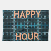 Happy Hour Tekst Blauwe Vector Art Print Theedoek (Horizontaal)