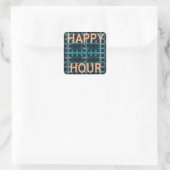 Happy Hour Tekst Blauwe Vector Art Print Vierkante Sticker (Tas)