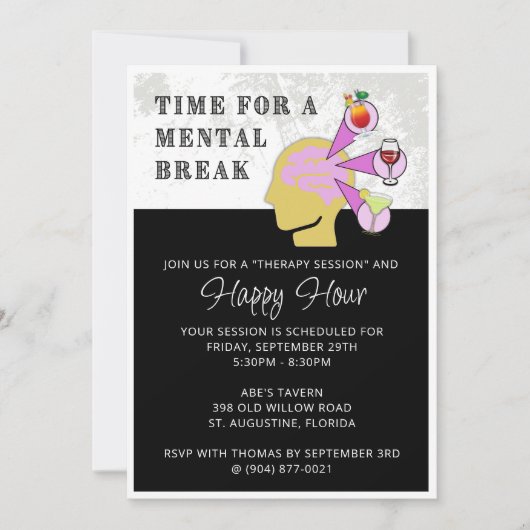 Happy Hour Uitnodiging | Mentale pauze (Voorkant)