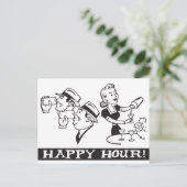 Happy Hour-uitnodiging met grappige retro Uitnodiging Briefkaart (Staand voorkant)