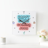 Happy Hour - wandklok Vierkante Klok (Huis)
