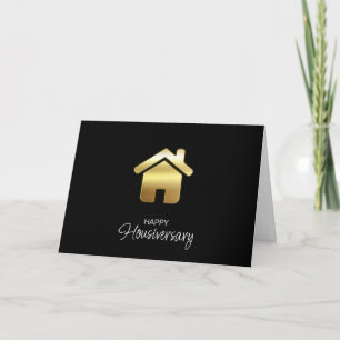 Happy Houseaversary Kaart – Elegant Gold Real Esta