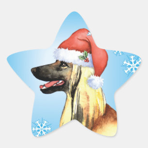 Happy Howliday Afghan Hound Ster Sticker