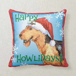 Happy Howliday Airedale Kussen
