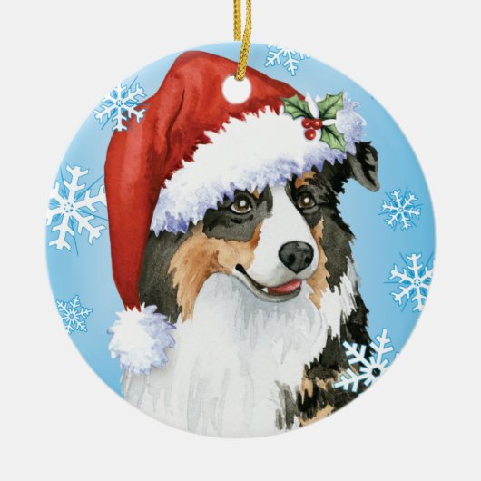 Happy Howliday Aussie Keramisch Ornament (Voorkant)