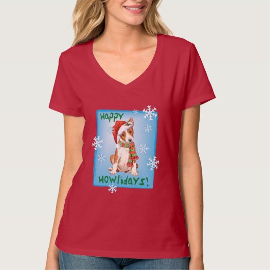 Happy Howliday Basenji T-shirt (Voorkant)
