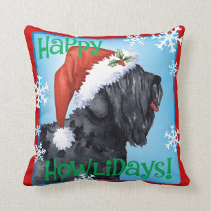 Happy Howliday Black Russische terrier Kussen