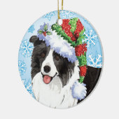 Happy Howliday Border Collie Keramisch Ornament (Links)