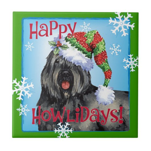 Happy Howliday Bouvier Tegeltje (Voorkant)