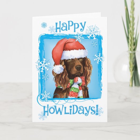 Happy Howliday Boykin Spaniel Feestdagen Kaart (Voorkant)