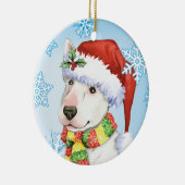Happy Howliday Bull Terrier Keramisch Ornament (Rechts)