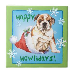 Happy Howliday Bulldog Tegeltje