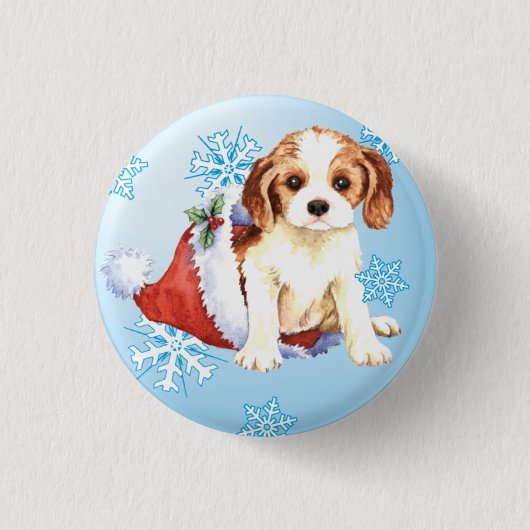 Happy Howliday Cavalier Ronde Button 3,2 Cm (Voorkant)