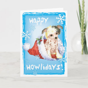 Happy Howliday Chinese Crested Feestdagen Kaart