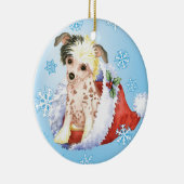 Happy Howliday Chinese Crested Keramisch Ornament (Rechts)