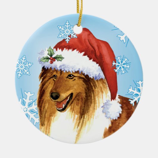 Happy Howliday Collie Keramisch Ornament (Voorkant)