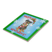 Happy Howliday Doberman Tegeltje (Zijkant)