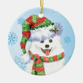 Happy Howliday Eskimo Dog Keramisch Ornament (Voorkant)