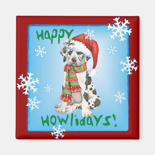 Happy Howliday Great Dane Magneet (Voorkant)