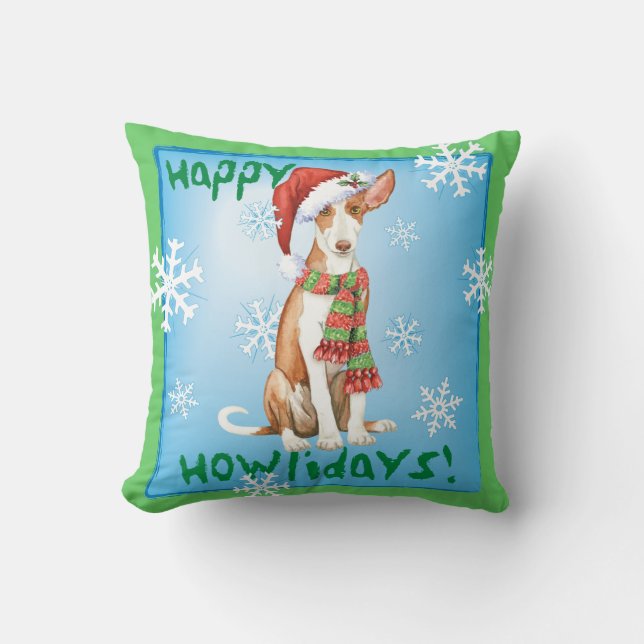 Happy Howliday Ibizan Hound Kussen (Voorkant)