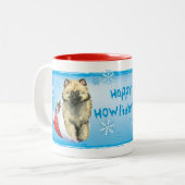 Happy Howliday Keeshond Tweekleurige Koffiemok (Voorkant links)