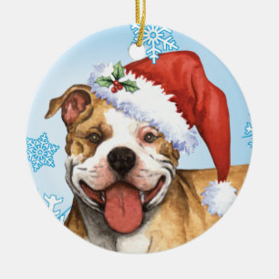 Happy Howliday Pit Bull Terrier Keramisch Ornament