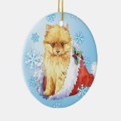 Happy Howliday Pomeranian Keramisch Ornament (Rechts)