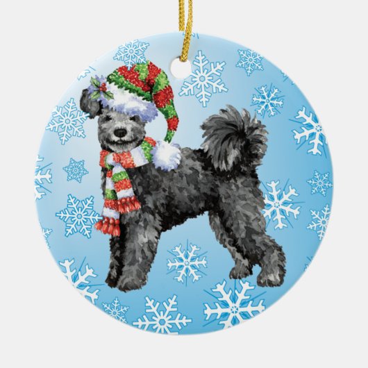 Happy Howliday Pumi Keramisch Ornament (Voorkant)