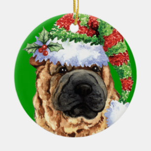 Happy Howliday Shar-Pei Keramisch Ornament