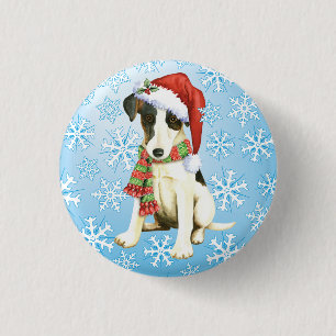 Happy Howliday Smooth Fox Terrier Ronde Button 3,2 Cm