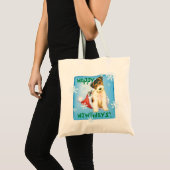 Happy Howliday Wire Fox Terrier Tote Bag (Voorkant (product))