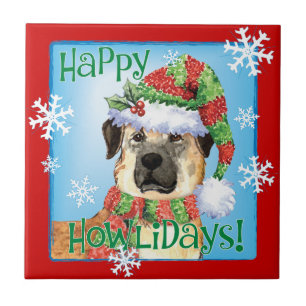 Happy Howlidays Anatolian Shepherd Ceramic Tile Tegeltje