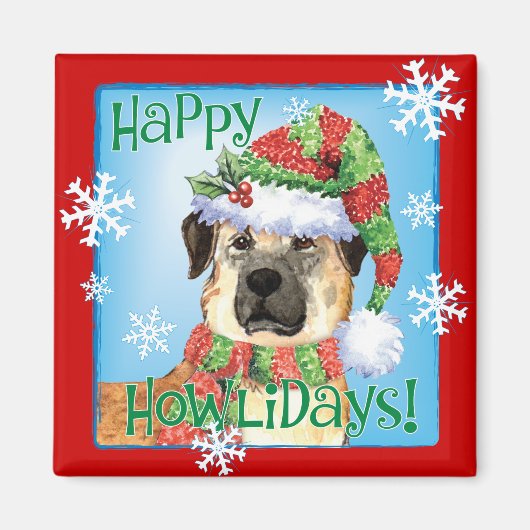 Happy Howlidays Anatolian Shepherd Magnet Magneet (Voorkant)