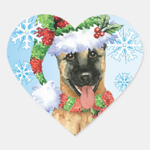 Happy Howlidays Belgische Malinois Hart Sticker