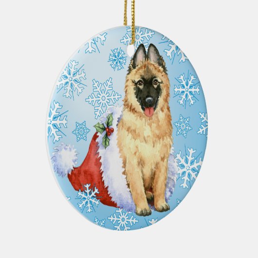 Happy Howlidays Belgische Tervuren Keramisch Ornament (Rechts)