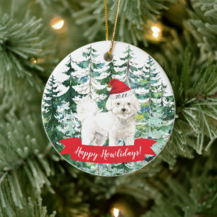 Happy Howlidays Bichon Frise Dog Kerstmenorum Keramisch Ornament