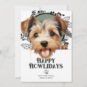 Happy Howlidays Biewer Terrier Hond Kerstmis Feestdagenkaart (Voorkant)
