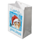 Happy Howlidays Biewer Terrier Medium Cadeau sac (Devant Angle)