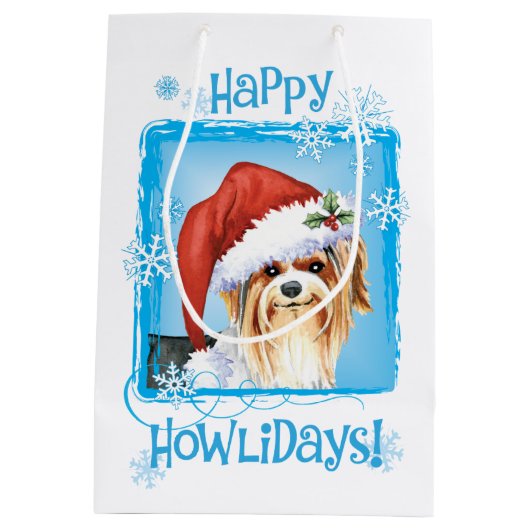 Happy Howlidays Biewer Terrier Medium Cadeau sac (Dos)