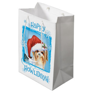 Happy Howlidays Biewer Terrier Medium Gift Bag Cadeauzakje