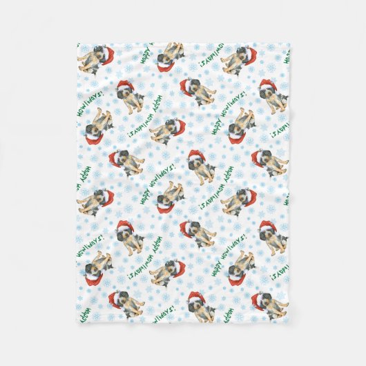 Happy Howlidays Bluetick Fleece Blanket (Voorkant)