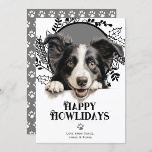 Happy Howlidays Border Collie Dog Kerstmis Feestdagenkaart