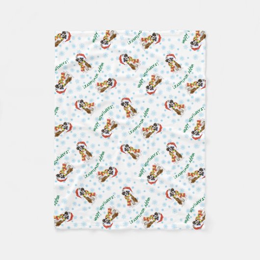 Happy Howlidays Boxer Fleece Blanket (Voorkant)