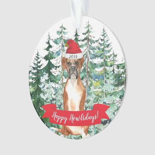 Happy Howlidays Boxer Kerstmis Ornament (voorkant)